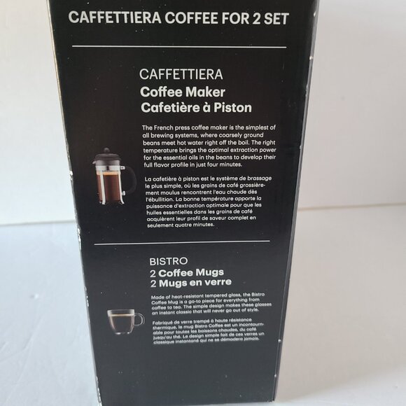 BODUM FRENCH PRESS CAFFETTIERA COFFEE SET WITH TWO GLASS MUGS- NEW IN BOX - Picture 10 of 12